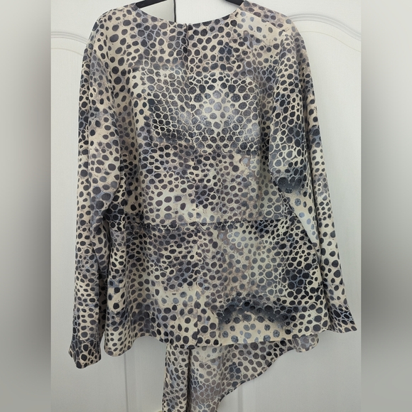 Alfani Animal Print Asymmetric Peplum Blouse 3x - Picture 4 of 6